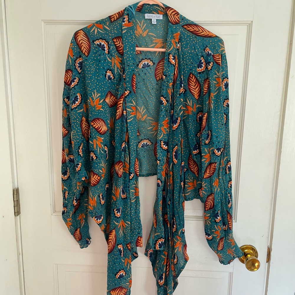 Patrons of Peace Teal and Orange Floral Shirt